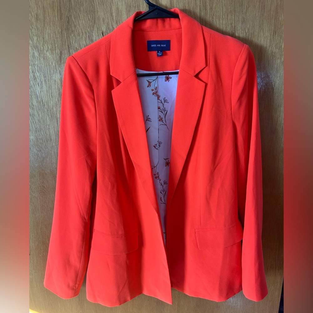 Skies Are Blue Fiery Orange Blazer